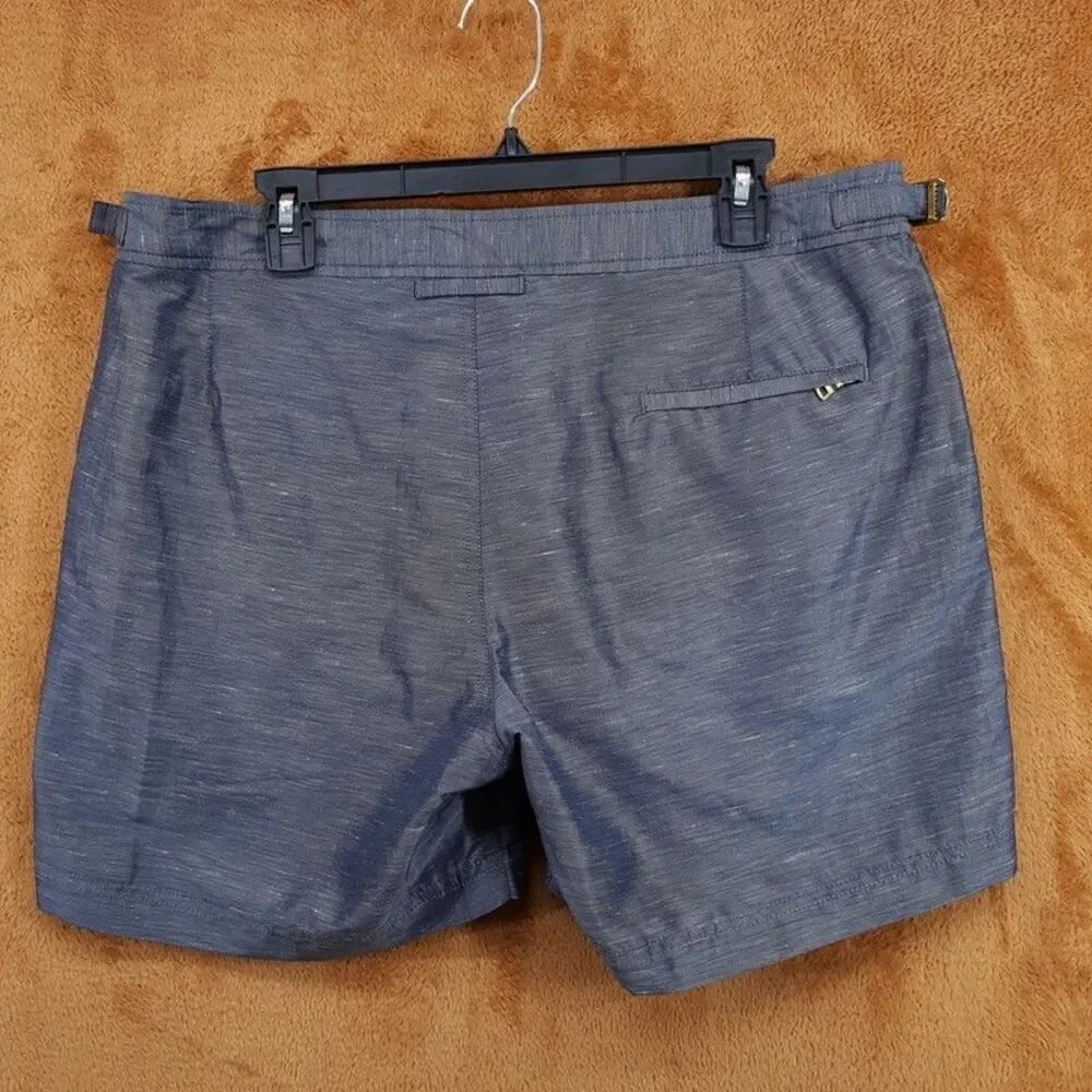 ORLEBAR BROWN Swim Shorts Mens Size 40 Grey Bulldog Linen Tape River Blue Stripe